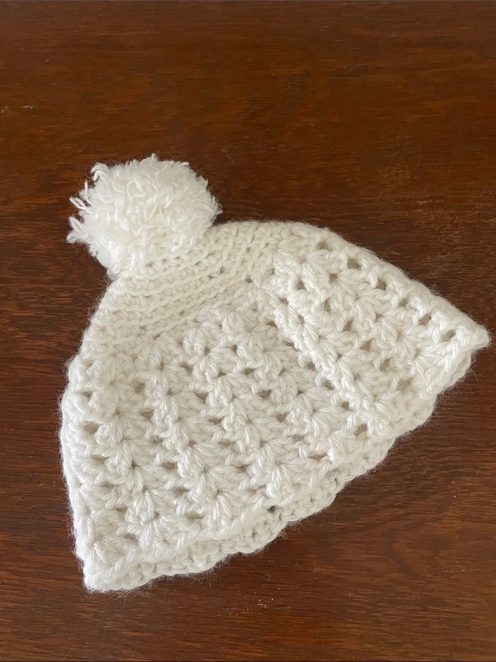 White Crochet Pom Pom Kids Hat - Cozy Knit Beanie